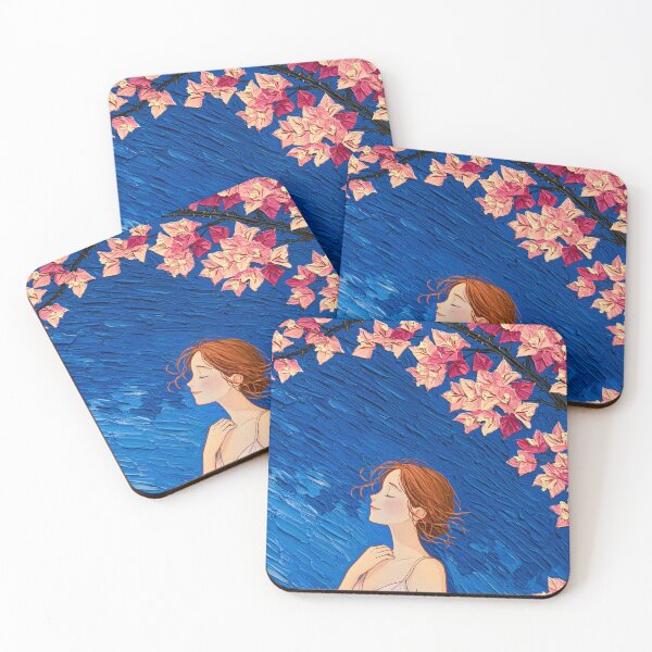 Item preview, Woman Holding Pink Blossoms Under a Blue Sky designed and sold by codex401.