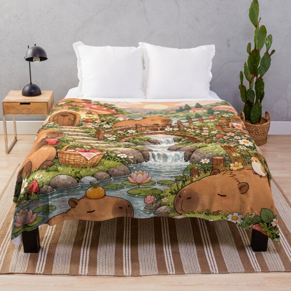 Item preview, Capybara Chill Garden – Cute Cottagecore Capybaras and Strawberries designed and sold by RJACreative.