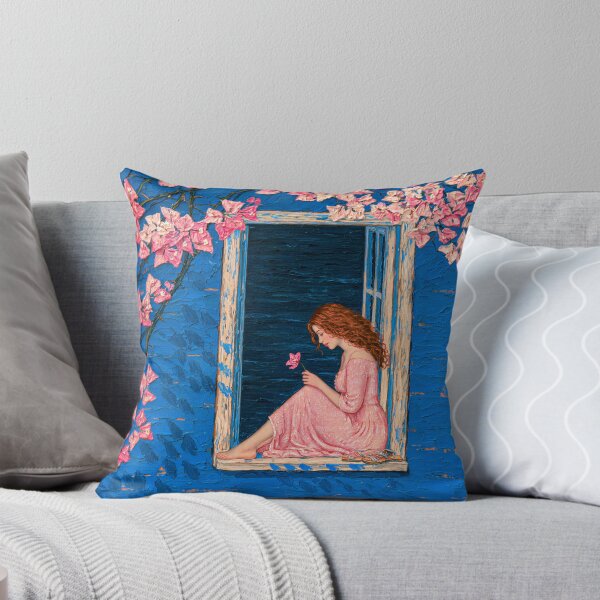 Item preview, Girl in a Window Under Pink Blossoms designed and sold by codex401.