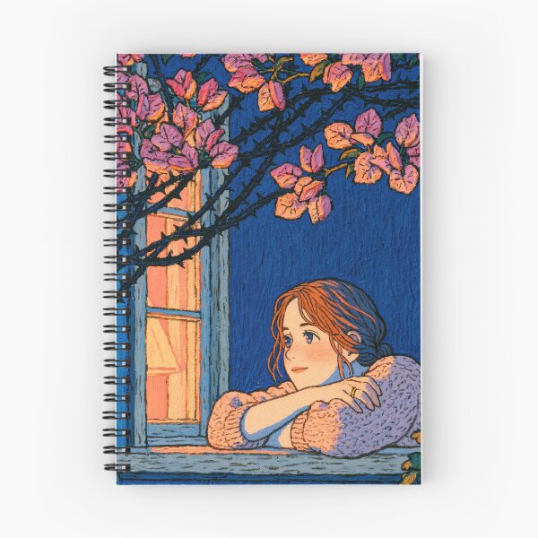 Item preview, Una niña soñando despierta junto a una ventana en flor. designed and sold by codex401.