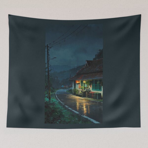 Item preview, Rainy Roadside Shop in the Hills designed and sold by codex401.