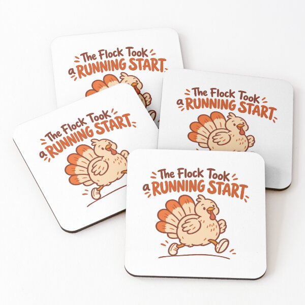 Item preview, The Flock Took a Running Start Cute Turkey Fun Run Humor designed and sold by ThreadQuirk.