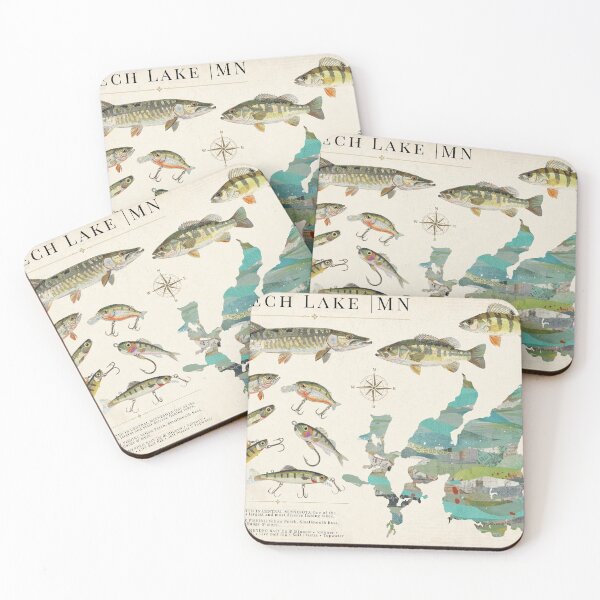 Item preview, Leech Lake Minnesota Fishing Map designed and sold by traciwithani.