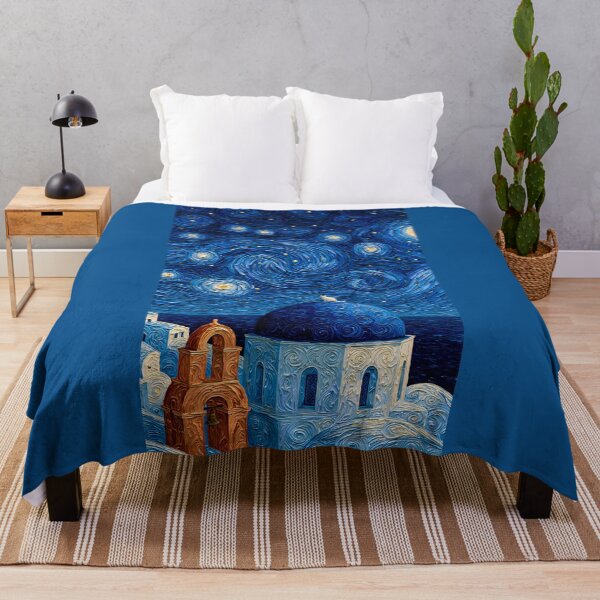 Item preview, Blue Dome Village Under a Swirling Starry Night designed and sold by codex401.
