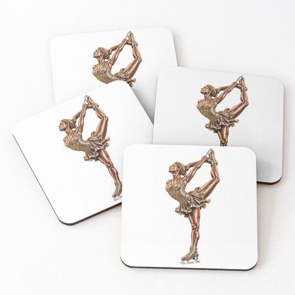 Item preview, Metallic Bronze Female Figure Skater – Elegant Ice Skating 3D Artwork, Gold and Copper Athletic Design designed and sold by GoodPlaceToShop.
