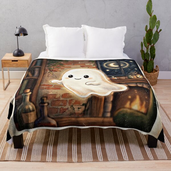 Item preview, Cozy Cute Ghost in Vintage Room designed and sold by FrogsShop.
