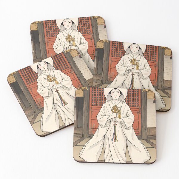 Item preview, Japanese Bride in White Shiromuku at Shrine Hall designed and sold by TokyoUkiyoHouse.