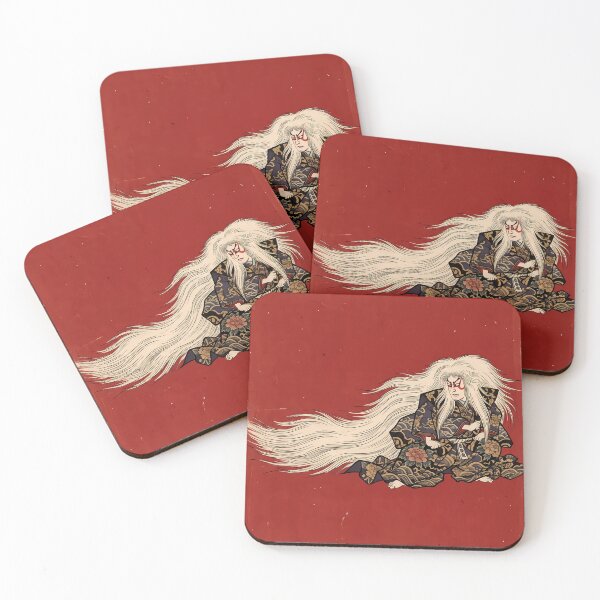 Item preview, Kabuki White Lion Dancer on Red Background designed and sold by TokyoUkiyoHouse.