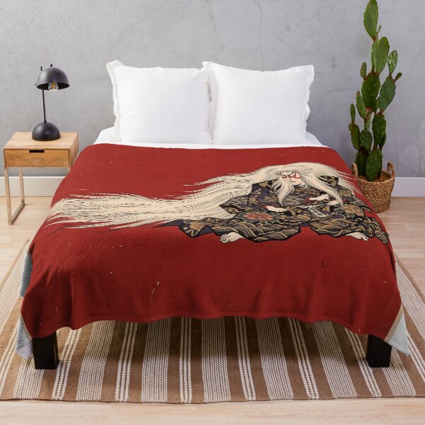 Item preview, Kabuki White Lion Dancer on Red Background designed and sold by TokyoUkiyoHouse.