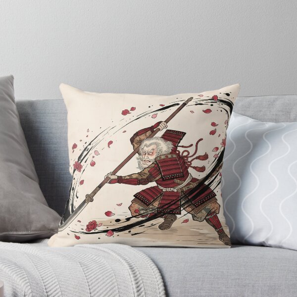 Item preview, Old Samurai Warrior Slashing with Naginata Blade designed and sold by TokyoUkiyoHouse.