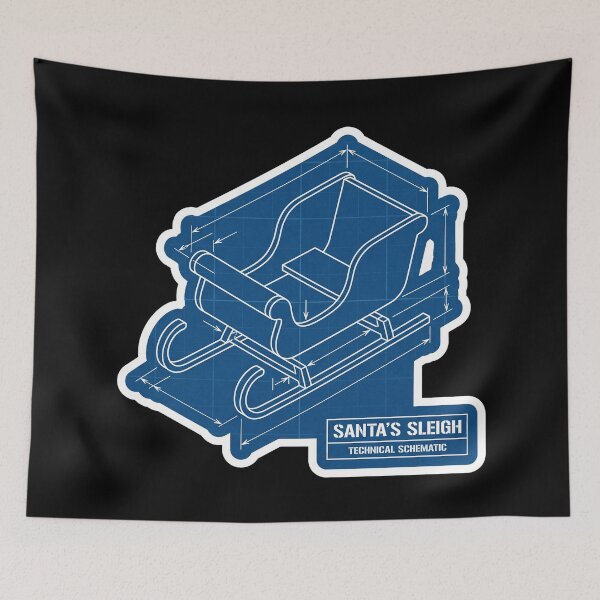 Item preview, Santa's Sleigh Technical Schematic - Blueprint Art designed and sold by TheCalmEdit.