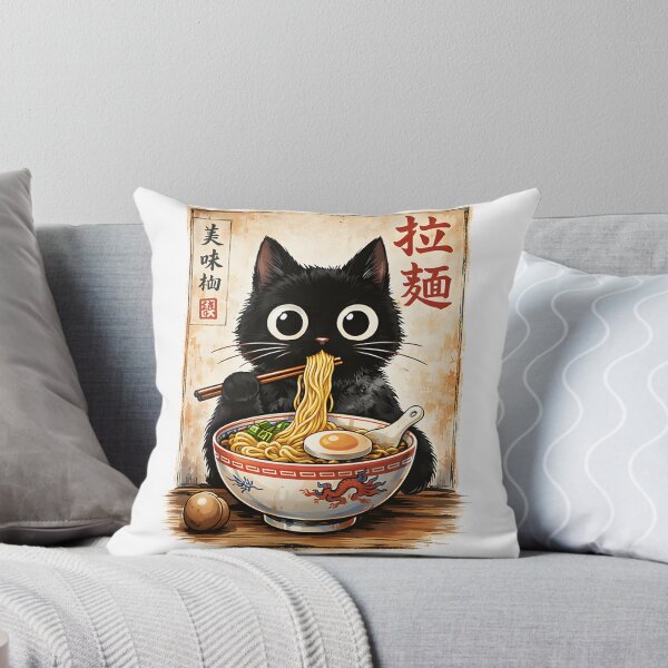Item preview, Cute Kawaii Cat with Ramen Bowl Retro Japanese Noodles Illustration designed and sold by bourghigsm.