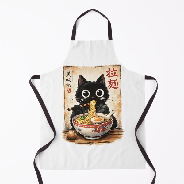 Item preview, Cute Kawaii Cat with Ramen Bowl Retro Japanese Noodles Illustration designed and sold by bourghigsm.