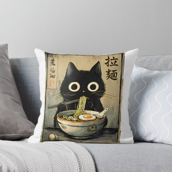 Item preview, Cute Kawaii Cat with Ramen Bowl Retro Japanese Noodles Illustration designed and sold by bourghigsm.