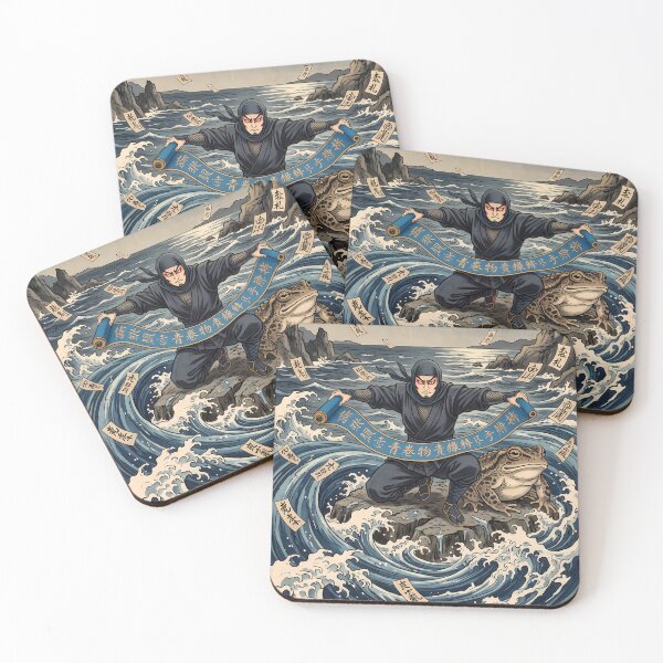 Item preview, Ninja Jiraiya Summoning Giant Toad in Waves designed and sold by TokyoUkiyoHouse.