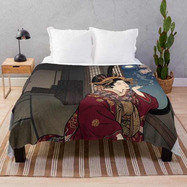 Item preview, Courtesan Smoking Kiseru by Round Moon Window designed and sold by TokyoUkiyoHouse.