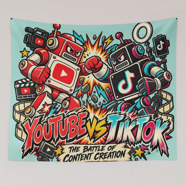 Item preview, Youtube versus Tiktok Retro Robots Battle designed and sold by SpectacledBoi.