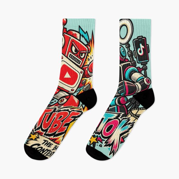 Item preview, Youtube versus Tiktok Retro Robots Battle designed and sold by SpectacledBoi.