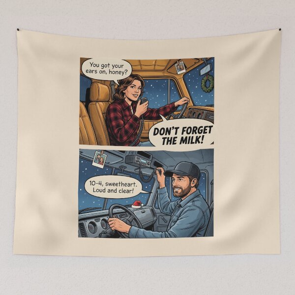 Item preview, CB Radio Couple Trucker Conversation Comic designed and sold by SplashTastic.