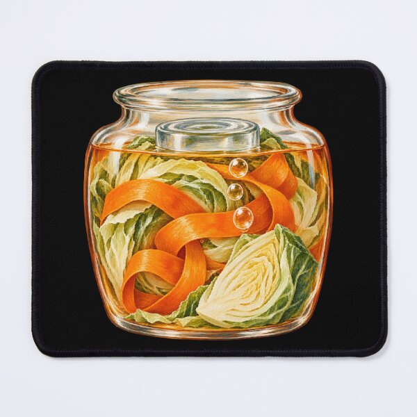 Item preview, Fermentation Crock with Cabbage and Carrot Sauerkraut Art designed and sold by ThreadQuirk.