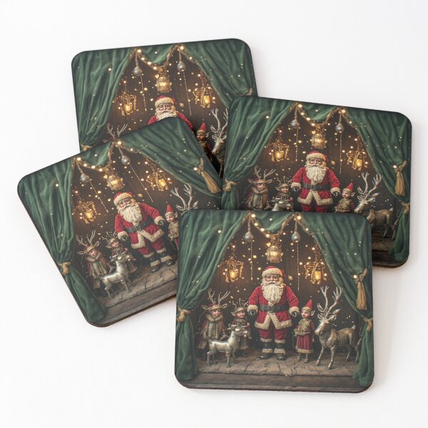Item preview, Santa Claus with Elves and Reindeer designed and sold by meganlaub1.