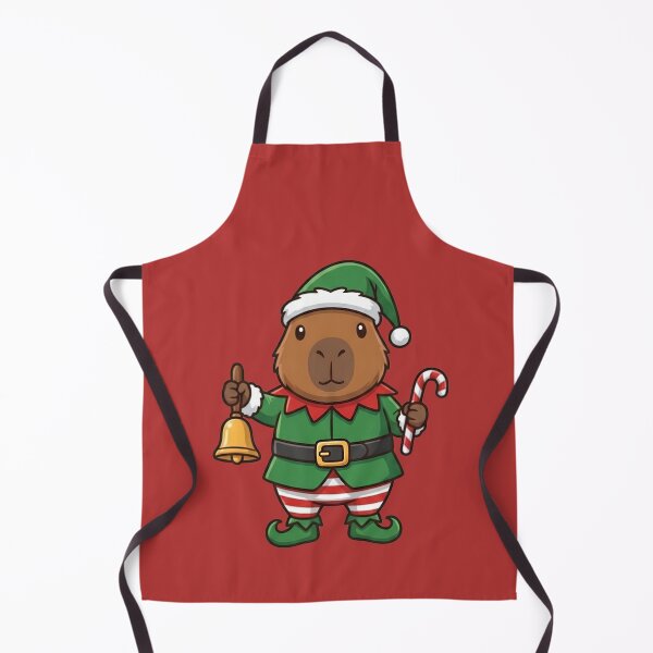 Item preview, Christmas Capybara Elf with Candy Cane and Bell designed and sold by Ivy-Triggs.
