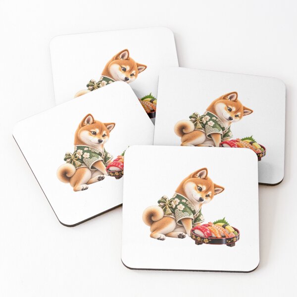 Item preview, Puffy 3D Glossy Red Shiba Inu with Sushi designed and sold by LunaDogStudio.