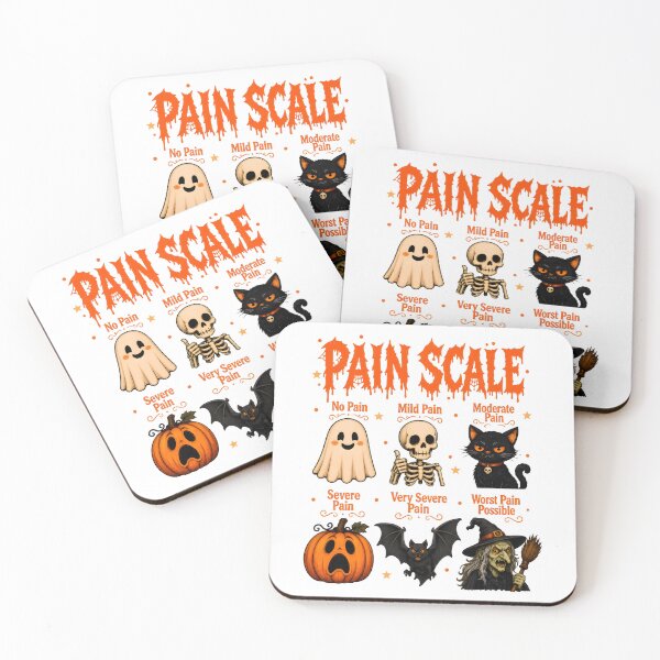 Item preview, Funny Halloween Pain Scale Spooky Characters designed and sold by OlyvieArt.