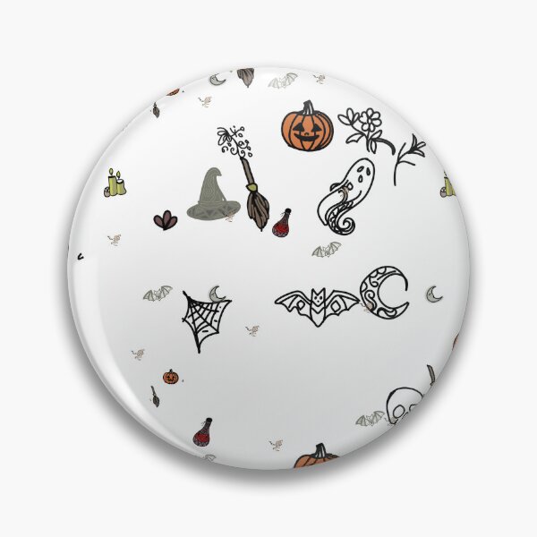 Item preview, ​Minimalist White Halloween Spooky Icons Pattern designed and sold by The Mandala Oasis.
