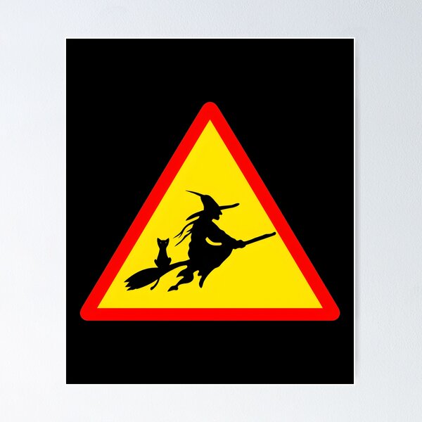 Item preview, Witch Cat Broom Warning Sign Graphic designed and sold by OlyvieArt.