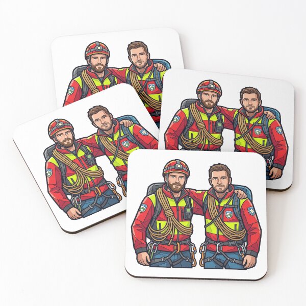 Item preview, south tyrol mountain rescue german brothers — Bold mosaic illustration Art designed and sold by DigitalGraphic1.