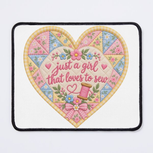Item preview, Just a girl that loves to sew, quilted heart designed and sold by ArtfulSoules.