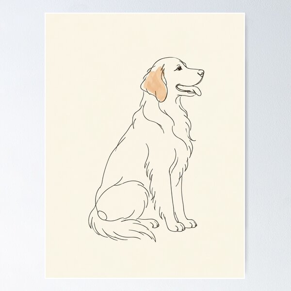 Item preview, Golden Retriever | Minimalist Continuous Line Art Dog Print designed and sold by Zaramodo.