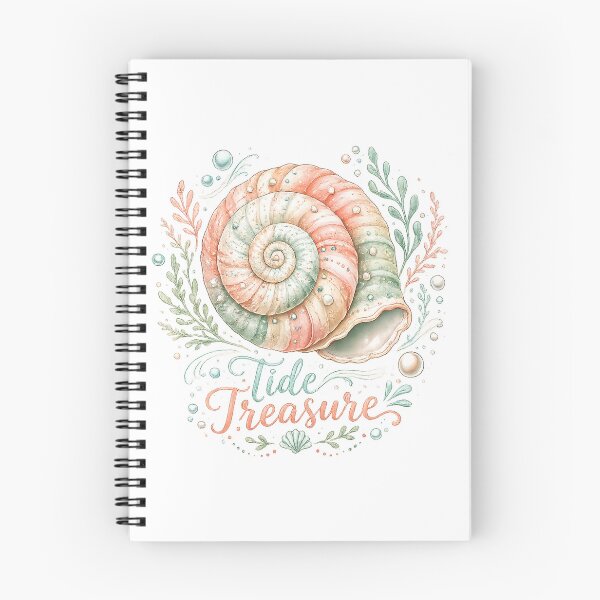 Item preview, Tide Treasure Pastel Spiral Seashell Coastal Cottagecore Ocean Art designed and sold by inkoutninja.