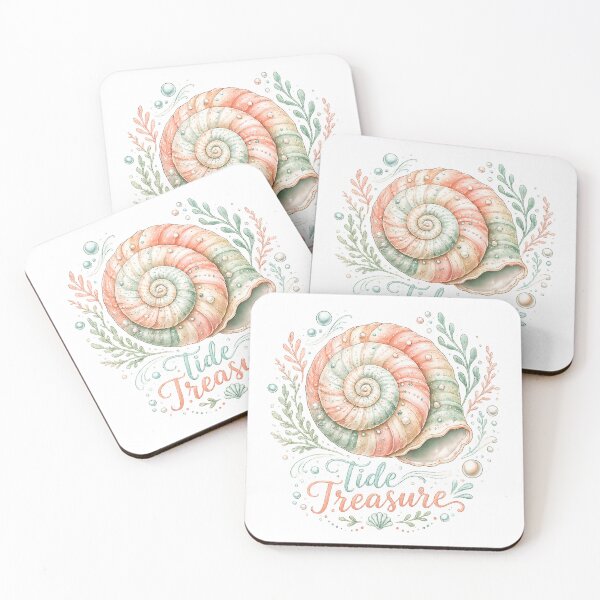 Item preview, Tide Treasure Pastel Spiral Seashell Coastal Cottagecore Ocean Art designed and sold by inkoutninja.