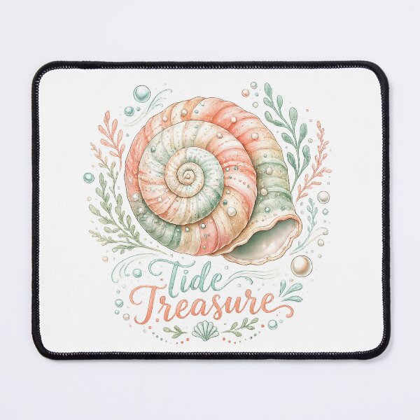Item preview, Tide Treasure Pastel Spiral Seashell Coastal Cottagecore Ocean Art designed and sold by inkoutninja.