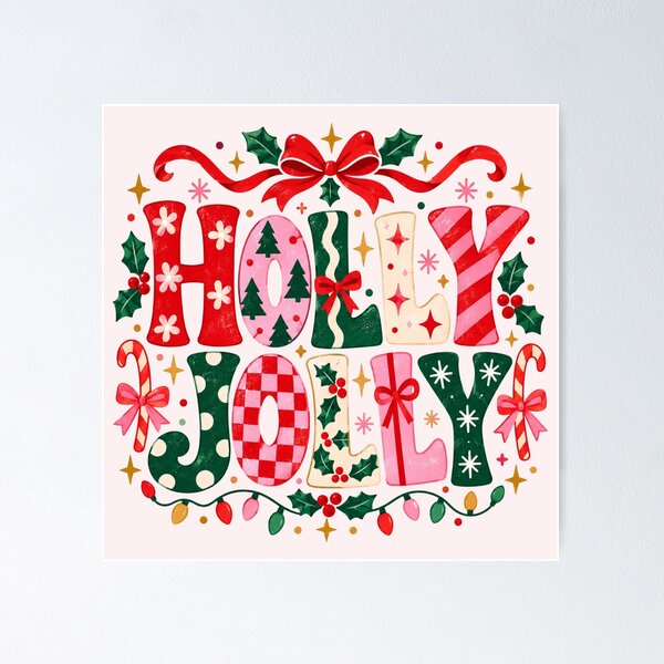 Item preview, Holly Jolly Christmas, Cute Retro Holiday Cheer, Vintage Festive Winter Aesthetic, Merry Christmas Nostalgia, Cozy Xmas Celebration designed and sold by Quiajia.
