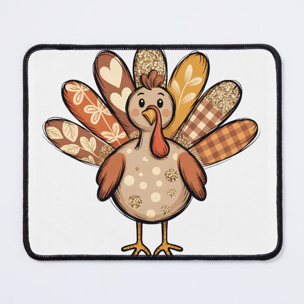 Item preview, Cute Thanksgiving Turkey Patchwork Feathers Glitter Gingham Fall Boho designed and sold by Zizo-DR44.