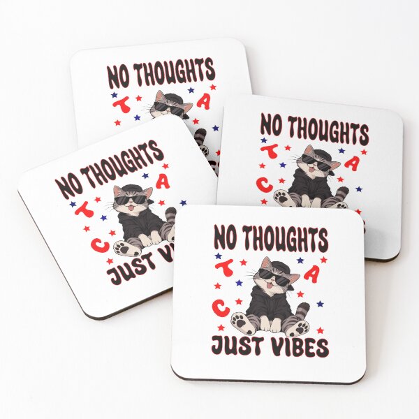 Item preview, No Thoughts Just Vibes Cool Cat - Funny Sunglasses Cat T-Shirt designed and sold by teefution.