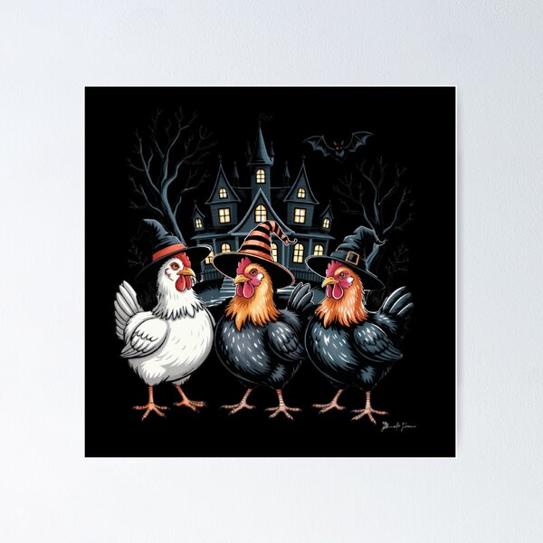 Item preview, Halloween Chickens Witch Hats Haunted House Funny designed and sold by Zizo-DR44.