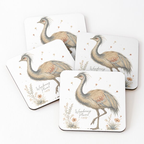 Item preview, Wandering Plains Emu Bird Vintage Wildlife Botanical Nature Art designed and sold by inkoutninja.