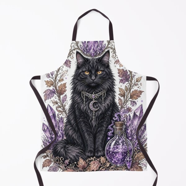 Item preview, Witchy Cottagecore Black Cat with Crystals & Potion designed and sold by MFMart.