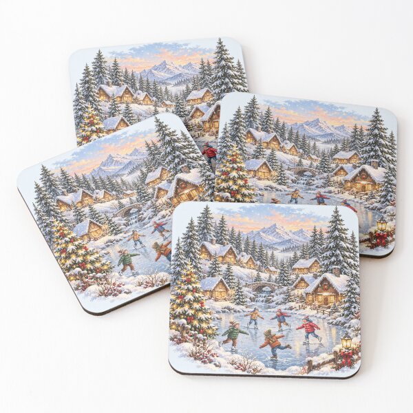 Item preview, Vintage 90s Christmas Winter Village, Cozy Snowy Cabin in the Forest, Retro Holiday Landscape, Nostalgic Winter Wonderland Aesthetic designed and sold by Quiajia.