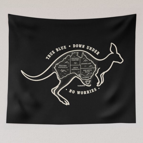 Item preview, True Blue Down Under No Worries Kangaroo Map Tee designed and sold by Yellowriversss.