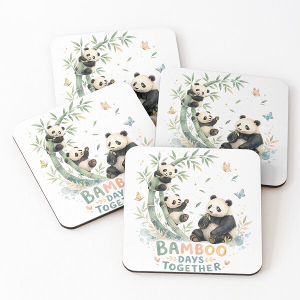 Item preview, Bamboo Days Together Cute Panda Family Whimsical Wildlife Art designed and sold by inkoutninja.