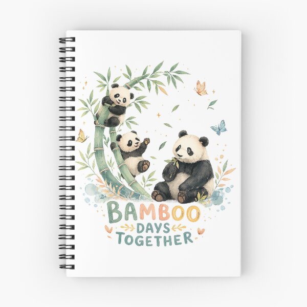 Item preview, Bamboo Days Together Cute Panda Family Whimsical Wildlife Art designed and sold by inkoutninja.