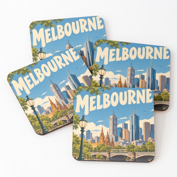 Item preview, Vintage Melbourne Cityscape Australia designed and sold by Imaginationbeyond.