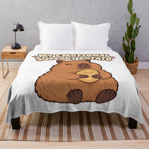 Item preview, Cute Capybara Hugging an Emotional Support Potato Funny Meme designed and sold by ZAROOMART.