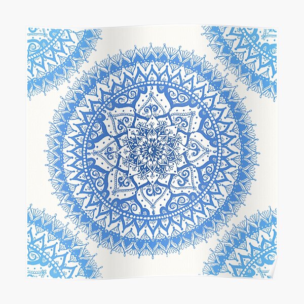 Yin Yang Mandala in Soft Blues Poster