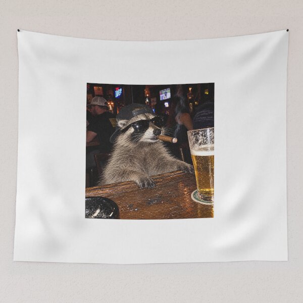 Item preview, Raccoon Smoking Cigar Beside Beer at Bar designed and sold by DogoMalulu.